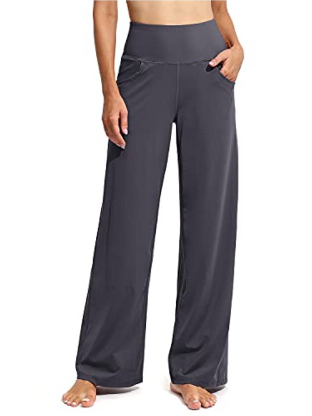 Wide Leg Yoga Pants Women High Waist with Pockets 4-Way Stretch